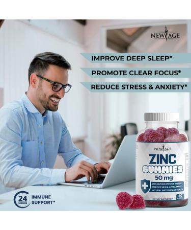 Zinc Gummies 50mg High Potency Immune Booster Supplement - 2 Pack, 120 Count - Natural Antioxidant, Non-GMO - New Age - Buy Online on GoSupps.com