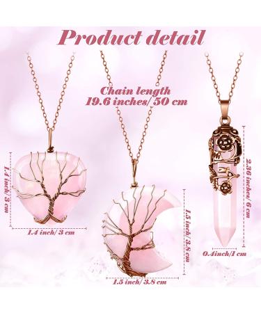 Hexagonal Crystal Quartz Healing Necklaces Set - Tree Moon Heart Flower Wrap - Reiki Gemstone Jewelry - Buy Online on GoSupps.com