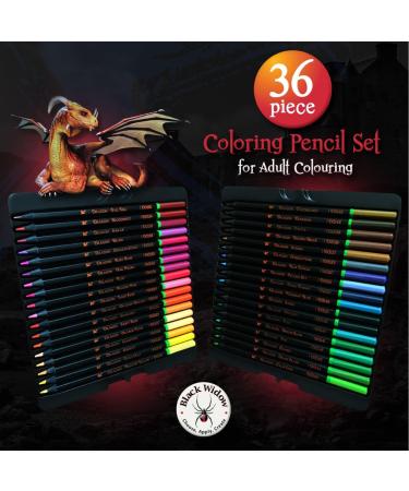 Black Widow Dragon Colored Pencils For Adult Coloring - 36 Coloring Pencils With Smooth Pigments - Best Color Pencil Set For Adult Coloring Books And Drawing - A Must Have Pencil Set - Buy Online on GoSupps.com