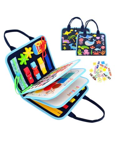 Azalee Busy Board Activity Board for Children Montessori Toys Dinosaur-Print Surchable Baby Early Pedagogical Expert Toy basic life clothing skills motor board