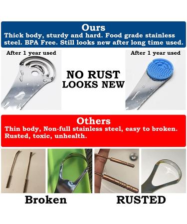 Tongue Scraper for Adults & Kids - Professional Tongue Cleaner for Bad Breath & White Tongue Treatment | Dentist Recommended - Silver-1pc - Buy Online on GoSupps.com