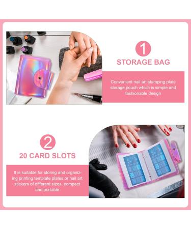 Lurrose Nail Art Kit - Square Stand Holder Pressure Template Stamper & Storage Bag - Pink PU for Manicure & Nail Plates - Buy Online on GoSupps.com