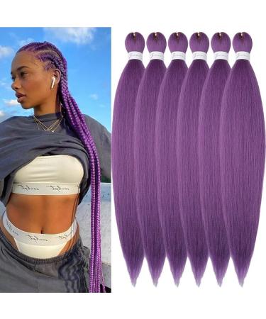 YDDM PRE Stretched Braiding Hair Extensions 32 inch 6packs Extensions Kunsthaar Braids Lila Hair extension Art hair for braiding extension for braids jumbo braids hair (32 inches lavender#) 81cm-32 inch (6 Pack) lavender#