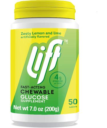 Lift | Fast-Acting Glucose Chewable Energy Tablets | Lemon & Lime | 50 ct Jar (Pack of 1)