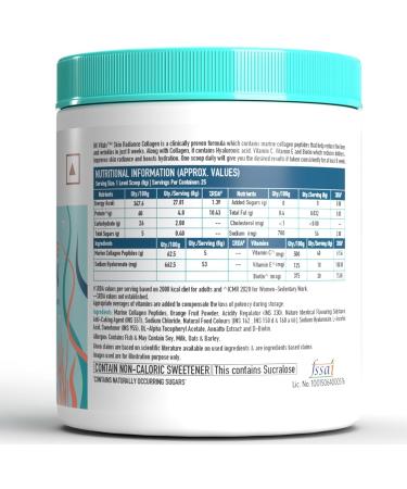 Hkvitals Marine Collagen Supplement (Orange 200g) | Vitamin C E Sodium Hyaluronate | For Healthy Skin Hair & Nails - Buy Online on GoSupps.com