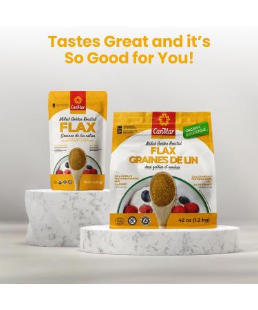 CanMar Ground Milled Golden Roasted Organic Flax Seed (1.2 Kg) Vegan Organic Flaxseed Ground - Non-GMO Gluten Free - Organic Flax Seeds - Ground Flaxseed Meal with Omega-3 Fiber - Linseed Flax Powder - Buy Online on GoSupps.com