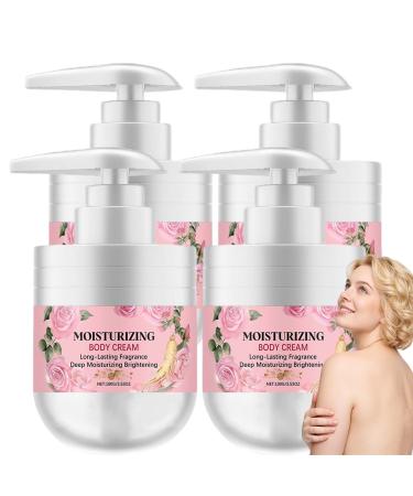 XUSHAOLUN Set of 4 rose body lotions - Deep moisturizing and brightening treatment - Body cream for dry skin and daily hydration - Effective skincare cream for more radiant skin