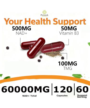 NAD+, 500MG NAD+ Supplement, Advanced Antioxidant Formula Premium NAD Supplement for Women, 120 Capsules NAD+ Complex for Healthy Support Cellular Vitality, Healthy Aging, Energy & Longevity - Buy Online on GoSupps.com