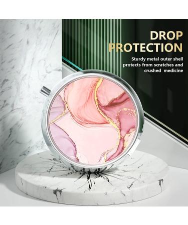 Nipichsha Small Pill Box - Cute Medicine Organizer for Purse & Pocket - Portable Pill Container for Vitamins & Supplements - Pink Marble Design - Buy Online on GoSupps.com