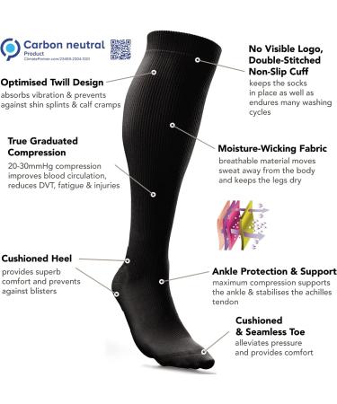 AZengear Compression Socks 20-30mmHg for DVT, Air Travel, Running - S/M Black - Buy Online on GoSupps.com