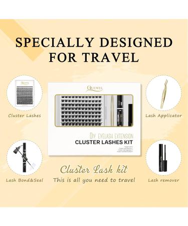 DIY Eyelash Extensions Kit QUEWEL 144 Pcs Lash Clusters Eyelash Clusters Golden Tweezer Cluster Lashes Bond and Seal Waterproof Clusters Lash Glue Remover for DIY Lash Extensions (QU-RR-DH-01) 1 Count (Pack of 1) DIY Lash Extensions Kit-RR01 - Buy Online on GoSupps.com