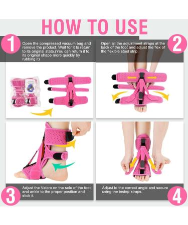 Derjly Plantar Fasciitis Night Splint - Adjustable 3-Strap Relief Soft Memory Foam Pink | Ideal for Pain Relief & Comfort - Buy Online on GoSupps.com