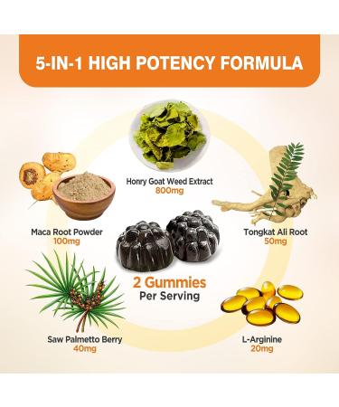 Horny Goat Weed Gummies 800mg for Men & Women with Maca, Tongkat Ali, Saw Palmetto - 60 Count - Buy Online on GoSupps.com