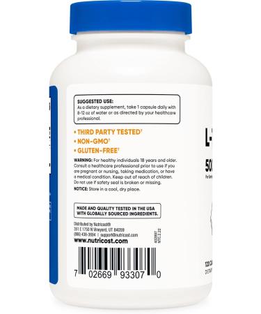 Nutricost L-Tryptophan 500mg 120 Capsules (2 Bottles) - Buy Online on GoSupps.com