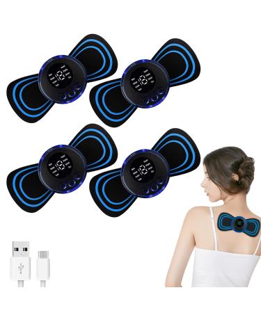 Sortable neck ems massage device: 4 pieces EMS Mini massager 8 modes 19 levels of wirelessly self -adhering EMS massager shoulder neck massage pain relief of the body muscles