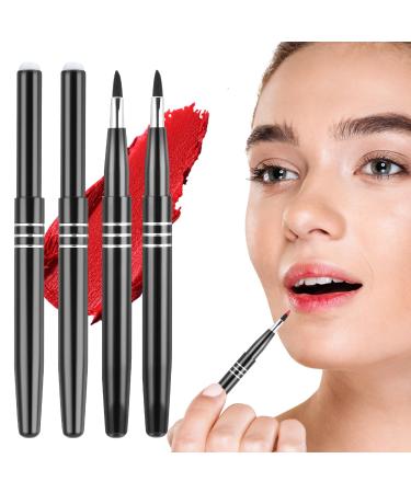 Travel Lip Brush 4 Pieces Retractable Lip Liner Brush Professional Lipstick Brush Retractable Lip Balm Applicator Lip Makeup Brush with Cap Lip Makeup Applicator Tools for Women Lip Gloss
