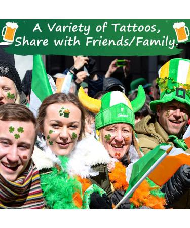 St Patricks Day Tattoos & Stickers Set - 16 Sheets, 140 Pcs - Shamrock Temporary Tattoos - Irish Decorations & Party Favors - Buy Online on GoSupps.com