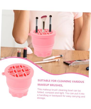 HAKIDZEL Makeup Brush Cleaner Cup Makeup Brush Cleaning Bowl Retractable Silicone Scrub Cup Drying Rack Clean Brush Silica Gel Makeup Brush Cleaner Make Up Brush Cleaner 9.20X9.20X8.60CM Pink - Buy Online on GoSupps.com