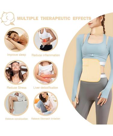 2 Pcs Castor Oil Pack Wrap Kit Reusable Castor Oil Pack Wrap Kit Adjustable Anti-Leakage Castor Oil Pack for Liver Detoxification Aid Sleep Sleep and Digestion relieves Constipation (Khaki) Yellow - Buy Online on GoSupps.com