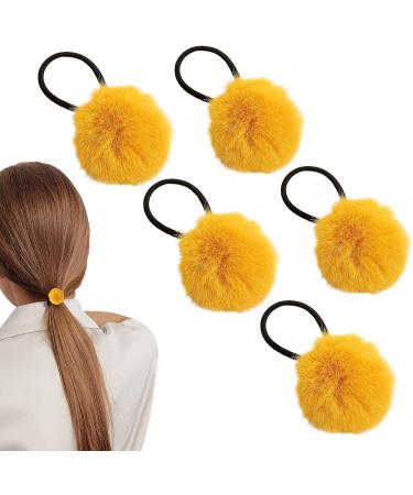 Hairband for Girls | Colorful Furry Ball Hair Rope - Fashionable Hair Ring Ties for Women And Girls Versatile Ponytail Holders for Dating Parties turmeric - Buy Online on GoSupps.com