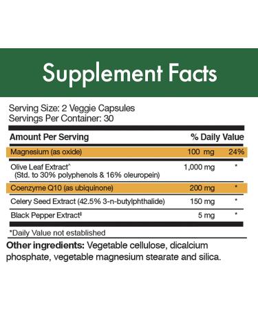 OliPure BP Ultra with CoQ10 - Olive Leaf Extract, Black Pepper & Celery - 60 Vcaps, Blood Pressure & Heart Health Support - Buy Online on GoSupps.com