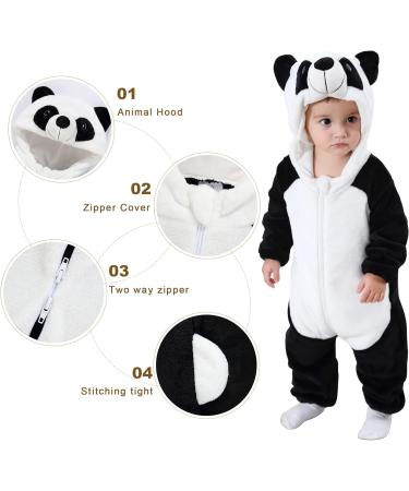 COOKY.D Baby Hooded Romper | Winter Flannel Jumpsuit Pajamas | Panda Design | 3-6 Months - Buy Online on GoSupps.com