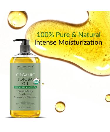 Buy MAJESTIC PURE Organic Jojoba Oil - 100% Pure Cold Pressed & Hexane Free for Skin Hair & Nails - 8 Fl Oz - International Shipping Available - Buy Online on GoSupps.com
