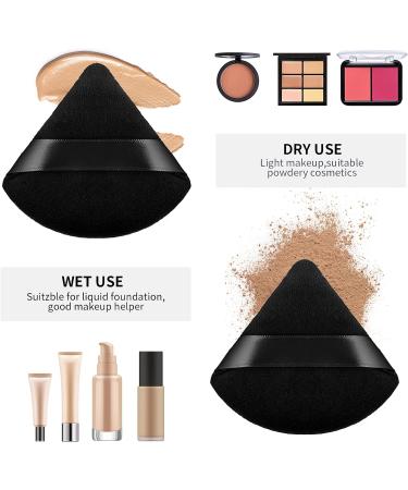 Sibba 4pcs Triangle Powder Puffs - Washable & Reusable Makeup Sponges for Face & Body - Soft Plush Sponge for Wet/Dry Loose Powder - Black - Buy Online on GoSupps.com