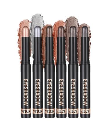 G n rique Eyeshadow Stick | 6 Pieces Cream Crayer Feed Shadow Set - Matte Lightner Brightner Emp-proof Pens Applicator Makeup Set for Girls Travel for Girls