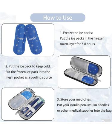 Bomkee Insulin Pen Bag | Insulin Cooling Bag for Diabetes | Travel Medication Case with 2 Fridge Packs - Black - Buy Online on GoSupps.com