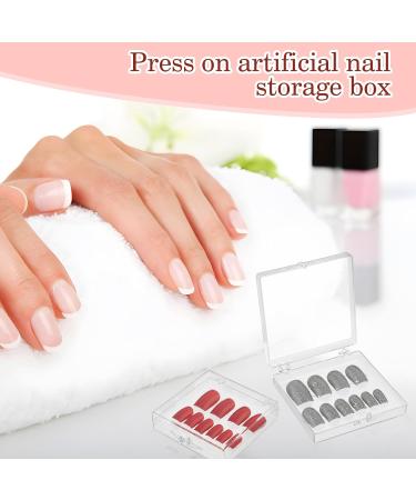ASTER 10 Pcs Press on Nail Storage Box with Adhesive Double Sided Tape Acrylic Fake Nail Box Nail Display Packaging Box Transparent Nail Storage Boxes for Home DIY Nail Salon(Square Corner) - Buy Online on GoSupps.com