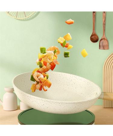 DNCG Saucepan White Durable Frying Pan Induction Cooker Gas Stove Grill Pans Cooking Pot Utensils Cookware for Kitchen Accessories Wok - Buy Online on GoSupps.com