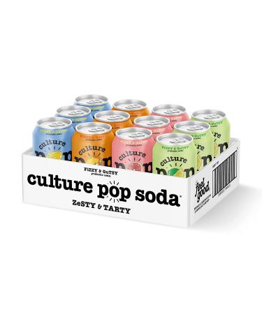 Culture Pop Soda: Sparkling Probiotic Vegan Drink, 40 Calories per Can, 12 Pack, 12 Fl Oz Cans, Zesty & Tarty Variety, Non-GMO, GF, No Added Sugar - Buy Online on GoSupps.com