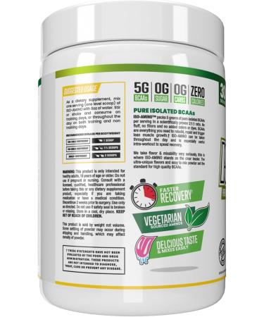 MAN Sports ISO Amino Pure Isolated BCAA Powder 270g - Mountain Mist | Vegetarian 2:1:1 Ratio | Natural Ingredients & No Fillers for Lean Muscle Building - Buy Online on GoSupps.com