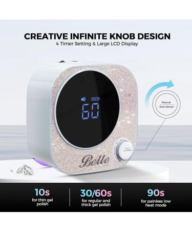 Buy Belle Cordless UV Nail Lamp - Rechargeable LED Gel Nail Light with 4 Timer Modes & Rhinestones | International Shipping Available - Buy Online on GoSupps.com