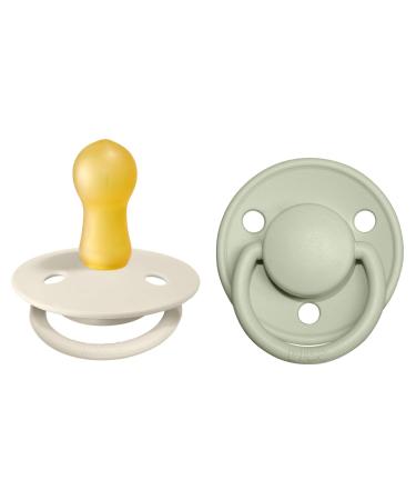 BIBSE de Lux Schnuller 2-pack BPA-free cherry shape nipple.Natural rubber/latex made in Denmark.6-18 months (2 Pack) Ivory / Sage size 2 (2-pack) Ivory / Sage