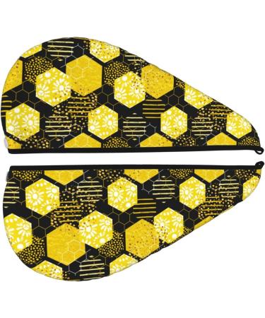 Geometric Bee Microfiber Hair Towel - Super Absorbent Coral Velvet Wrap for Women | Quick Dry for Long Curly & Thick Hair - Buy Online on GoSupps.com