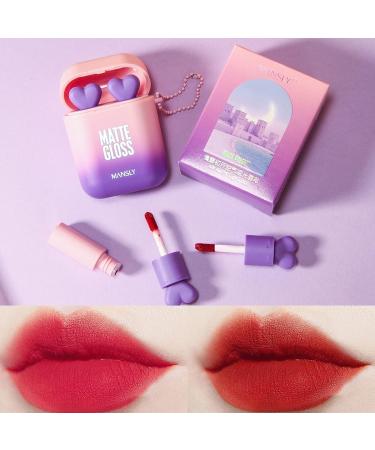 PASNOWFU 2Pcs Matte Lipstick Set - Long Lasting Waterproof Velvet Lip Stain in Cherry Jam and Rust Brick Red - Non-stick Cup Makeup Gift Kit for Girls - Buy Online on GoSupps.com