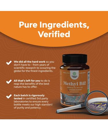 Chewable Vitamin B12 1000mcg - Methylated Vegan Vitamin for Brain Support & Natural Energy - Halal, Bone Health, Eye Care, Mood Boost - Hair, Skin, Nails - Buy Online on GoSupps.com