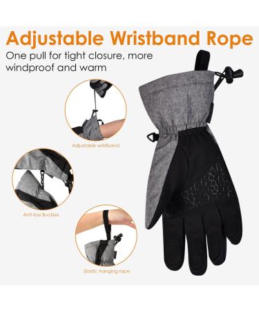 Fitfirst Waterproof Ski Gloves - Winter Touchscreen Snow Gloves for Men and Women - Grey, Large - Buy Online on GoSupps.com