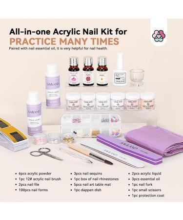 Saviland Acrylic Nail Kit for Beginners - Professional 6 Colors Powder and Liquid Set with Essential Oil, Sequins and Rhinestones - Nail Art Starter Kit for Extension and Carving - Buy Online on GoSupps.com