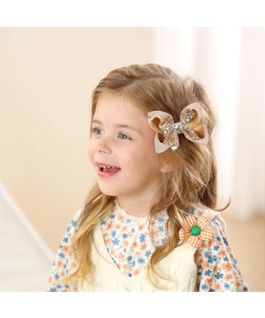 Cute Gold Sparkly Glitter Sequin Hair Bows - Pack of 2 for Little Girls - Buy Online on GoSupps.com