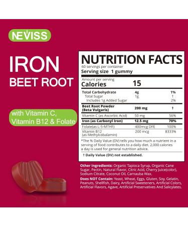 Iron Gummies with Turmeric + Beet Root Bundle by Neviss | Iron Supplement for Energy Boost & Healthy Blood Pressure | Men & Women Support for Iron Deficiency Anemia - Buy Online on GoSupps.com