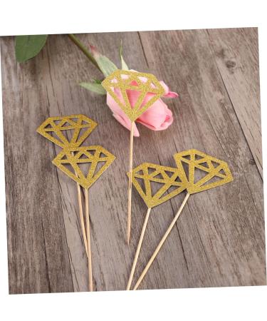 AOKWAWALIY 50pcs Wedding Decoration Diamond Shaped Cupcake Picks Cupcake Diamond Topper Cake Topper Diamond Glitter Diamond Wedding Ceremony Decorations Fruit Happy Birthday Bride Golden medium - Buy Online on GoSupps.com