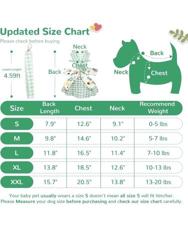 ABRRLO Cute Plaid Dog Dress Harness Leash Set for Small Medium Dog Cats Girl Green Summer Pet Clothes Bowknot Puppy Princess Dresses Holiday Party Costume Outfits Chihuahua Yorkie Clothing(Green M) Medium Green - Buy Online on GoSupps.com