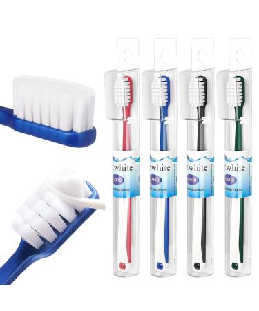 Dr. White Ultra Soft Bristle Toothbrush - Travel Tooth Brush for Sensitive Gums Extra Soft Silk Adults Toothbrush for Oral Gum Recession & Braces - 4 Count