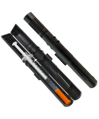 GMS Syringe Case - Portable Travel Insulin Carrying Case for Pre-Filled Syringes (2 Pack) (Black)