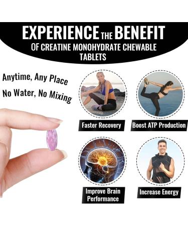 4220 MG Creatine Monohydrate Chewable Tablets - Sugar Free Dual Source Creatine for Superior Absorption - 60 Count Supplement for Men & Women - Made in USA - Buy Online on GoSupps.com