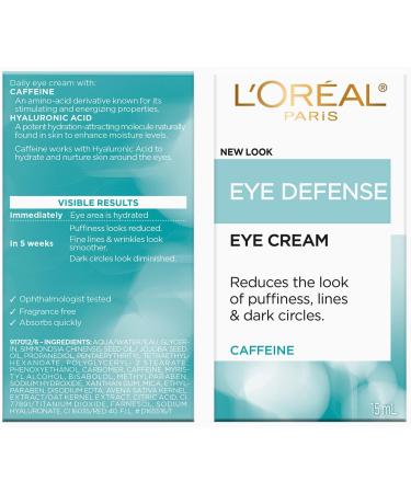 L Or al Paris Eye Defense Caffeine Eye Cream with Hyaluronic Acid and Caffeine to Reduce look of Under Eye Wrinkles and Reduce Appearance of Puffiness For Sensitive Skin 15ml Eye Cream - 15mL - Buy Online on GoSupps.com
