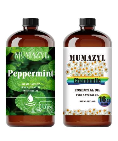 Peppermint Essential Oil and Chamomile Essential Oil 16 Fl Oz 480ML for Halloween Thanksgiving Day Christmas New Year's Day Gifts